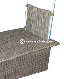 Close up of Synthetic rattan daybed end section