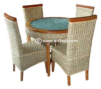 Circular woven dining table