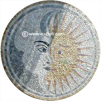 Sun and Moon moasic stone pattern