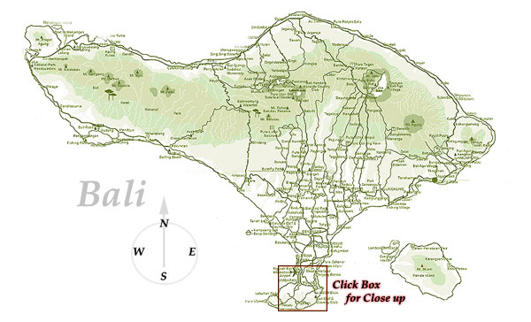 Map of Bali island