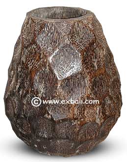Adzed palm pot from Bali