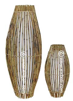 Convex vertical bamboo lampshades