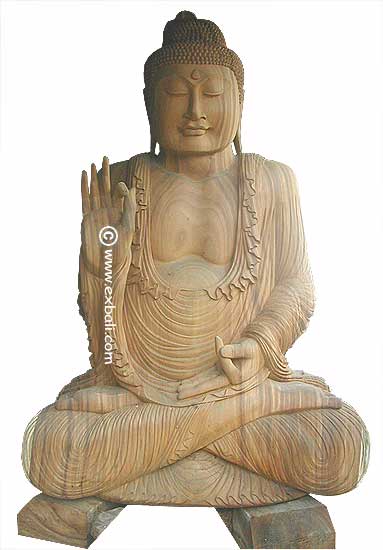 Gigantic sitting buddha wooden statue. 