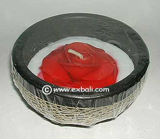 Rose Candle in Ceramic dish. 