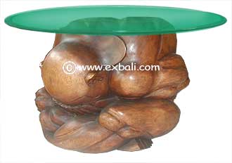 Weeping yogi table with glass top