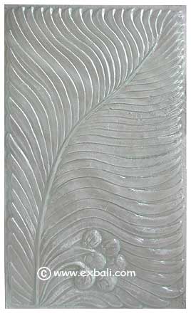 Palm leaf embossed glass panel