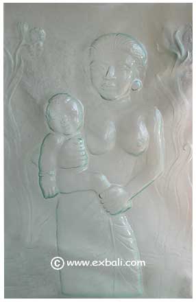 Mother and child Glass panel