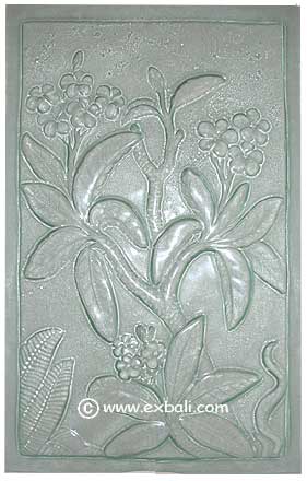 Frangipani motif glass panel