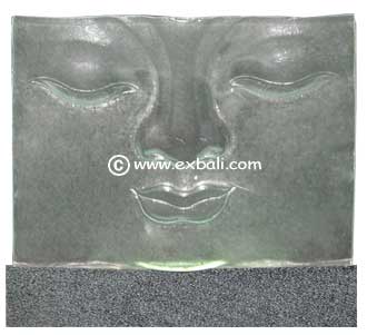 Buddha glass panel on stone base