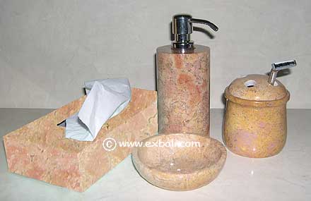 Marble counter top bathroom accessories