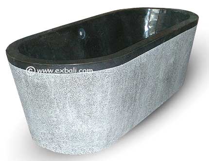 Black textured marble bathtub
