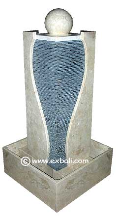 Creme marble water feature