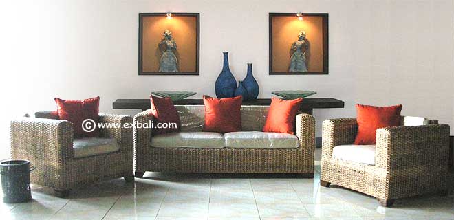 Water hyacinth woven furniture ensemble from Bali