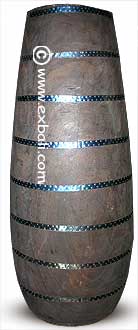 palm vase with metal banding