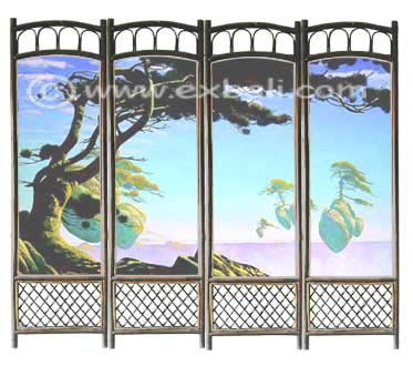 4 panel Rattan screen
