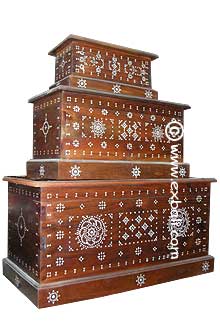 Blanket boxes w/shell inlay