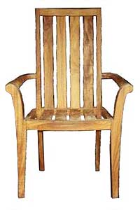 High back teak stacking chair