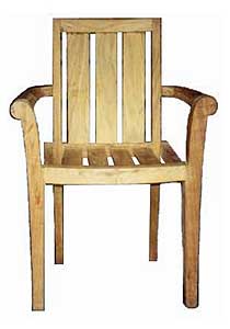 Low back teak stacking chair