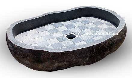 Hollow boulder shower trays