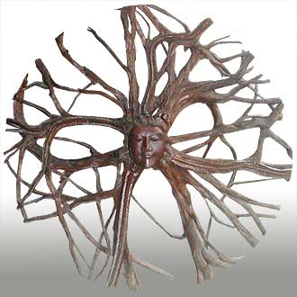 Root face wood carving
