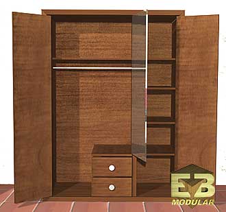 3 door closet with mirror and drawers