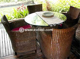 Rattan and woven furniture.