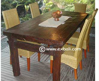 Rattan Dining Set with teak table