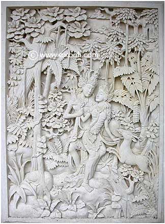 Deep carved wall mural