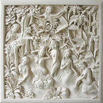 Stone mural with bathing scene