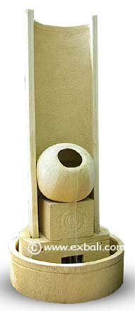 White concrete pouring bowl water feature