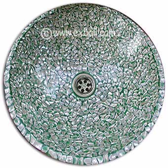 Mother of pearl with green resin basin