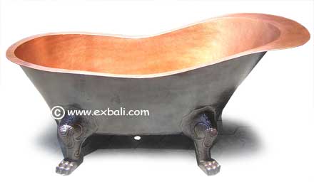 Copper tub with claw feet