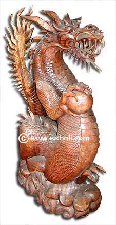 Dragons carved from wood 